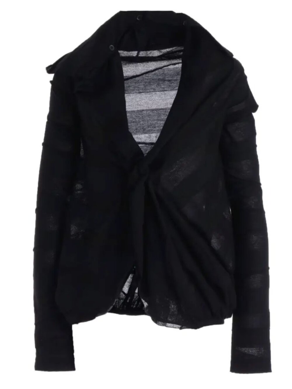 Yohji Yamamoto TUCK JACQUARD GATHER DETAIL CARDIGAN